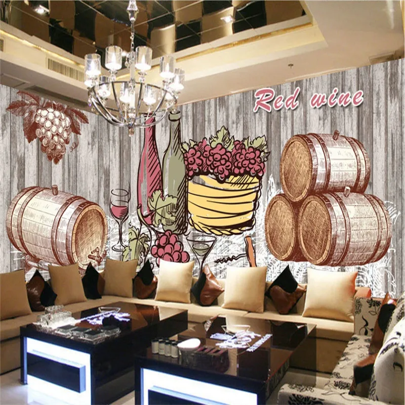 Фон под заказ для винной культуры 3D обои бара винного погреба промышленный декор
