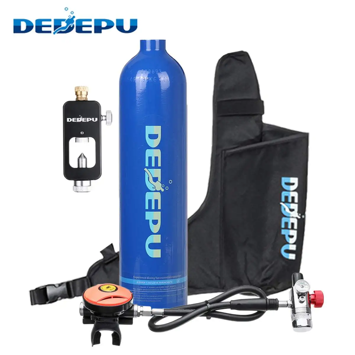 

DEDEPU 1L Oxygen Tank Set Scuba Diving Cylinder Respirator Air Tank Diving Kit Snorkeling Breath Diving Equipment with Bag