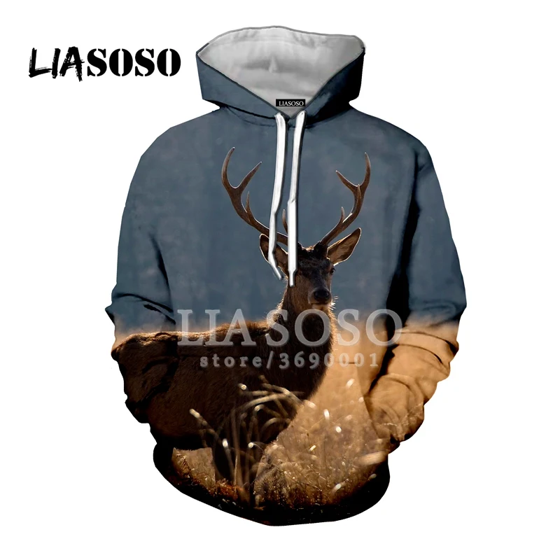 14 LIASOSO, новинка, повседневные, забавные, с оленем, лосем, деревьями, снегом, с 3D принтом, для женщин и мужчин, толстовки с капюшоном, свитера, пуловер, Harajuku, уличная одежда, X0254 - Цвет: 14