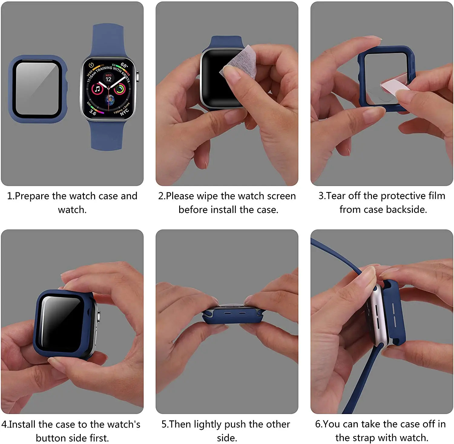 Чехол + закаленная пленка совместимый с Apple watch 45 мм 41 44 42 40 38 стеклянный защитный