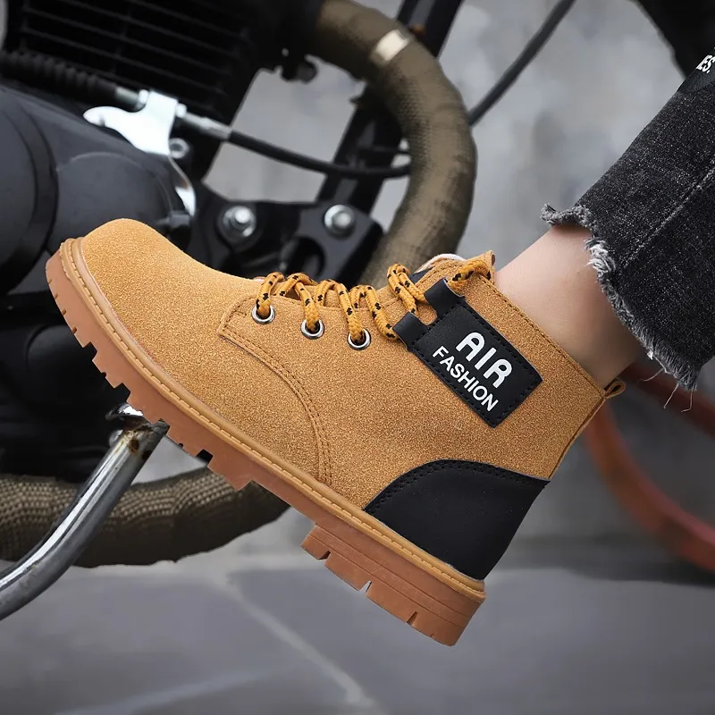 Детские ботинки-мартинсы для мальчиков и девочек теплые кожаные ботинки модные в