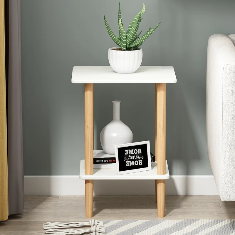 Solid wood bedside table simple modern small tea square sofa side cabinet in living room |