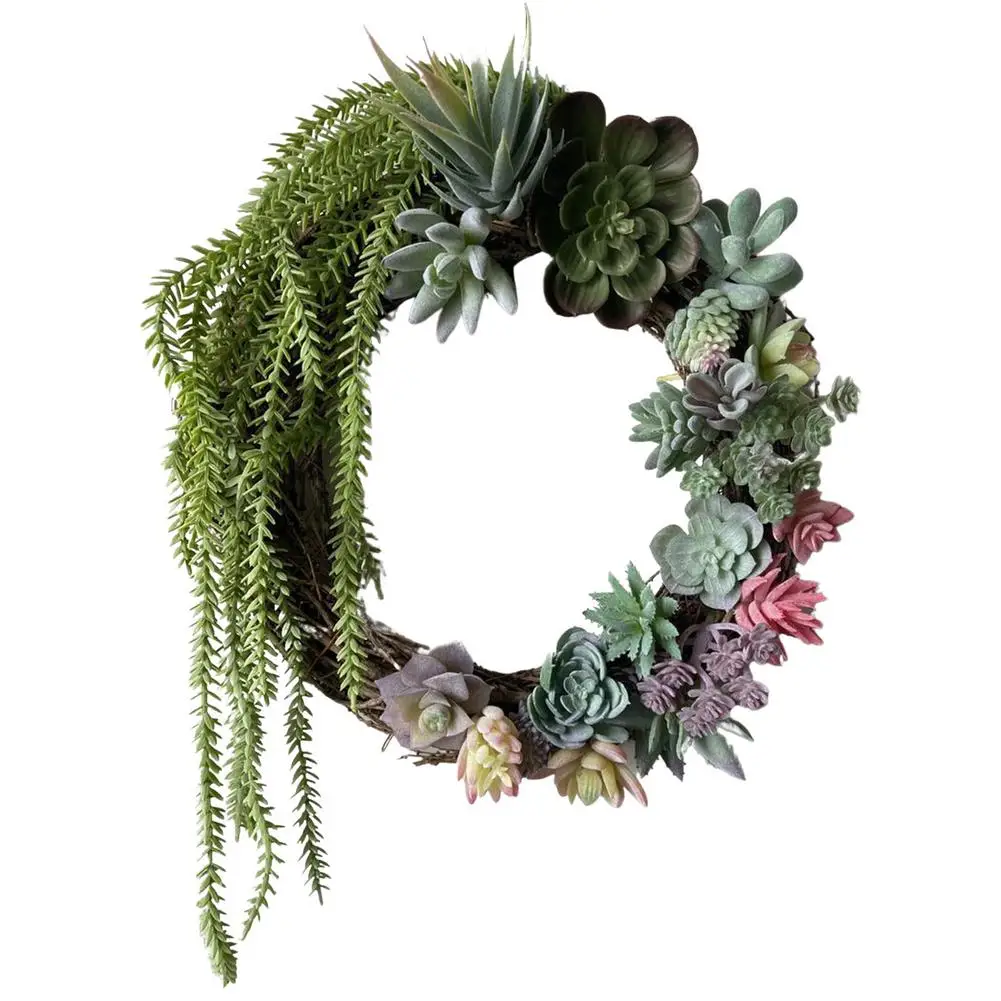 

Thanksgiving Succulent Wreath Simulation Front Door Hanging Flower Wreath For Home Wall Window Closet Farmhouse Birthday Decor