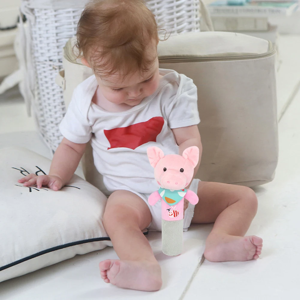 

Cartoon Animal Handbells Rattles Infant Plush Infant Baby Development Handle Toy Newborn Baby Educational Soft Bed Bell