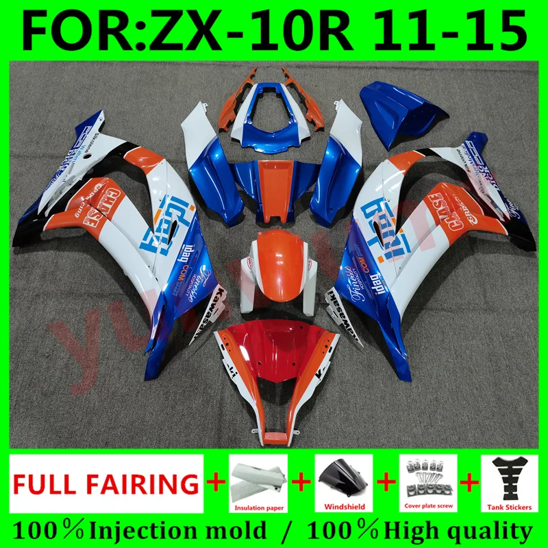 

Литьевая форма ABS для мотоцикла, 100% полные Обтекатели для Kawasaki ZX-10R ZX10R 2011 - 2015 11 12 13 14 15, комплекты обтекателей, синий, белый