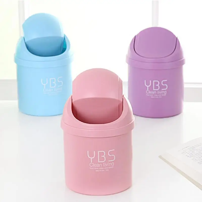 

Mini Household Desktop Trash Can Tabletop Trash Bin with Lid Creative Office Home