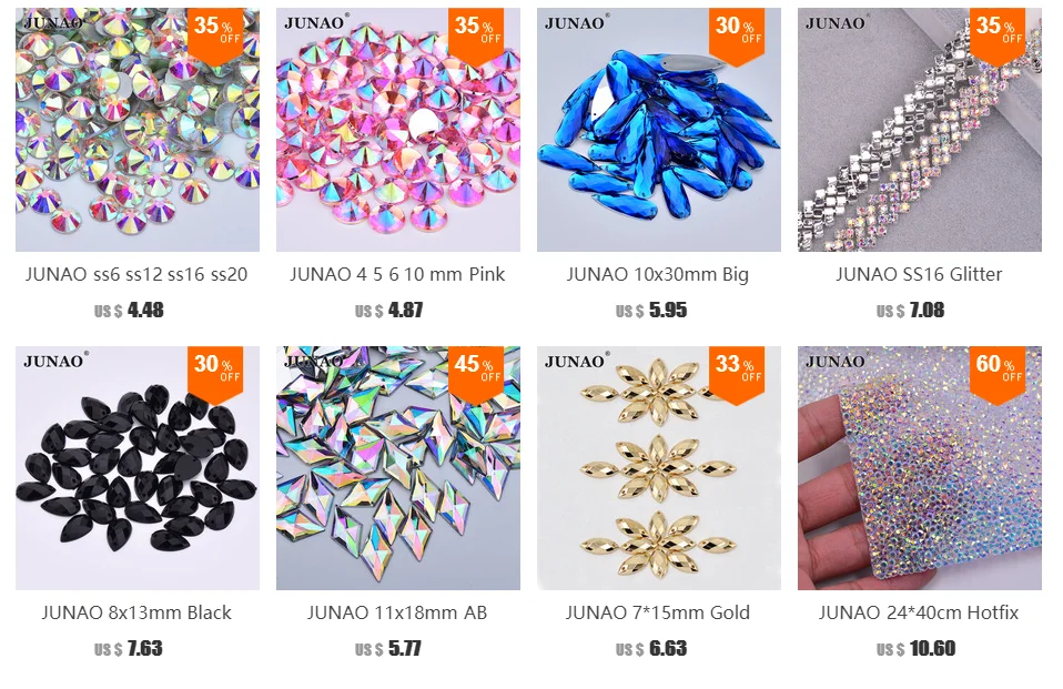JUNAO, 6, 8, 10, 12, 14, 16, 18, 20, 25, 30 мм, большие прозрачные белые стразы с плоской задней частью, Аппликации, не Швейные круглые акриловые камни