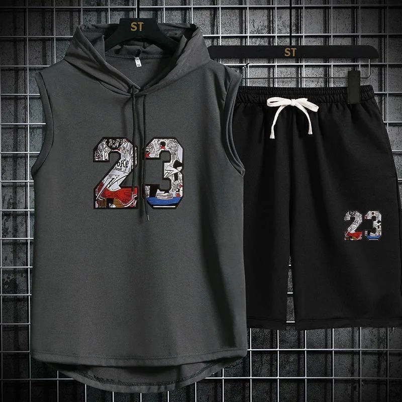 2 шт./компл. спортивный комплект мужские костюмы беговые рубашки/жилеты +