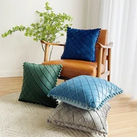 velvet pillow cover pom poms cushion cover for sofa living room 45x45cm nordic housse de coussin decoration salon