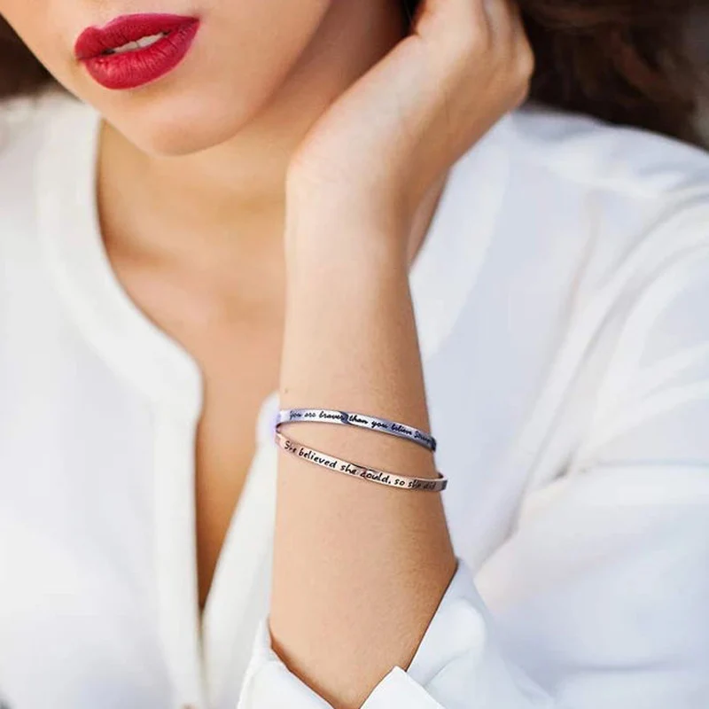 Вдохновляющий Браслет манжета для женщин браслет из розового золота и серебра с