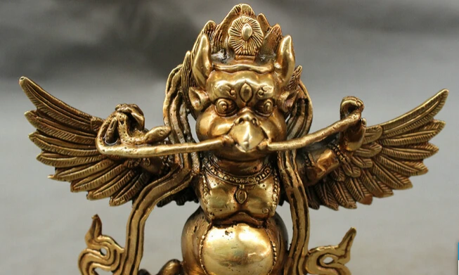 

JP S62 China Chinese Brass Buddhism Protect Bird Winged Garuda Redpoll Buddha Statue