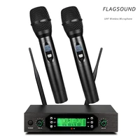 flagsound professional uhf wireless microphone system automatic handheld microphone frequency adjustable 100m receive church mik