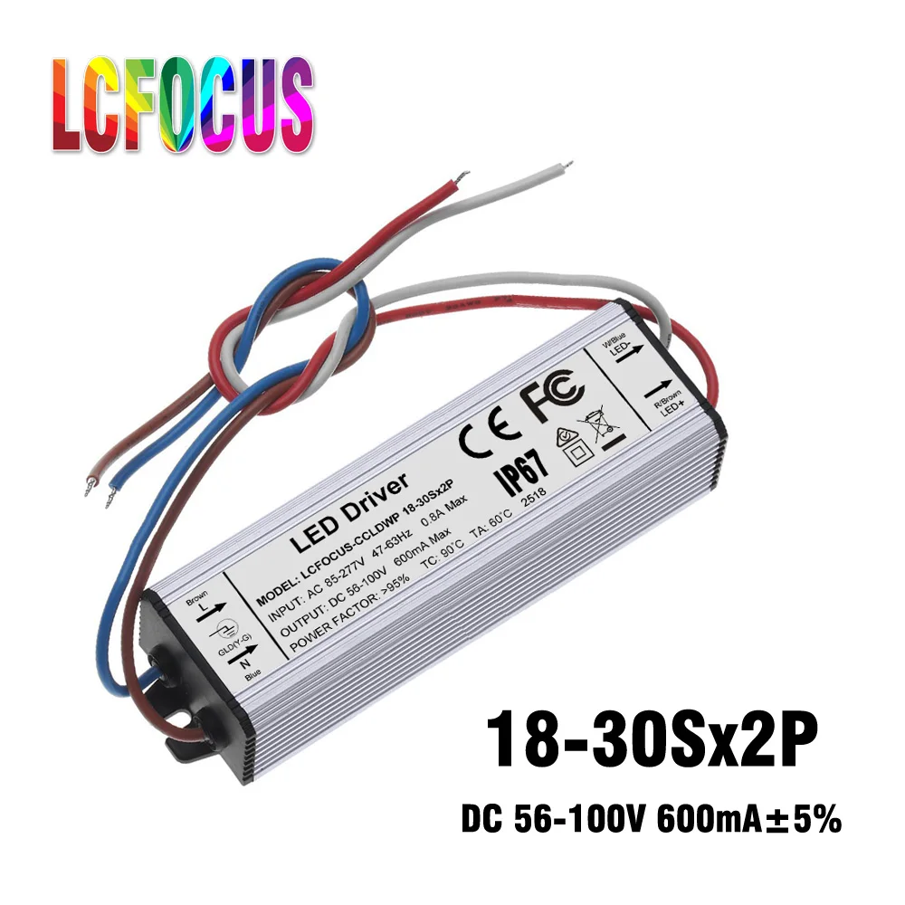 

18-30Sx2P LED driver PF waterproof 36W 38W 40W 50W 52W 56W 60w 56-100V Lighting transformer suitable for spotlight street lights