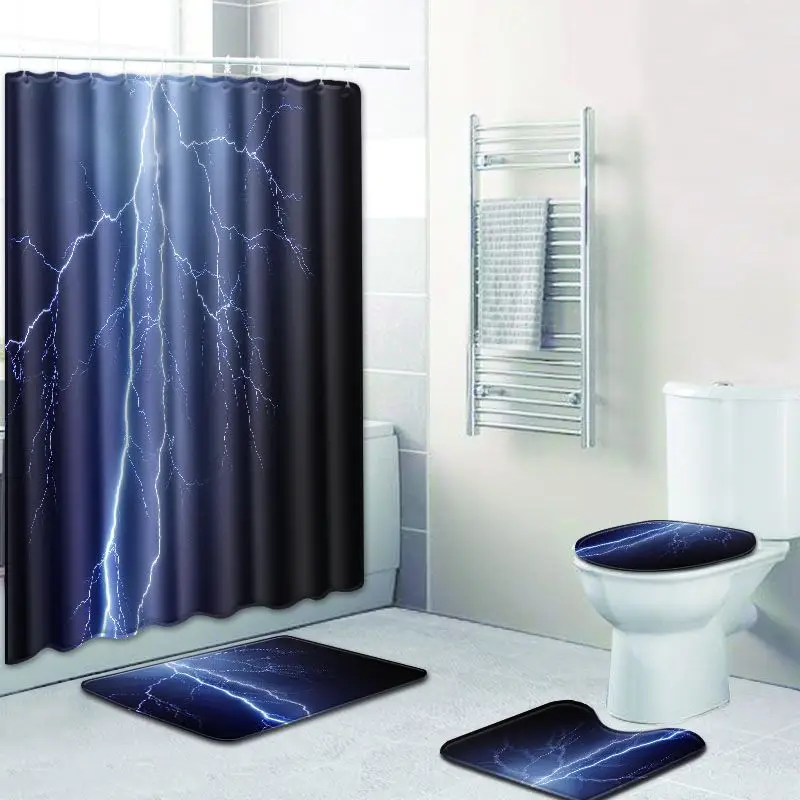 Набор ковриков для ванной Zeegle в китайском стиле занавеска душа с рисунком и