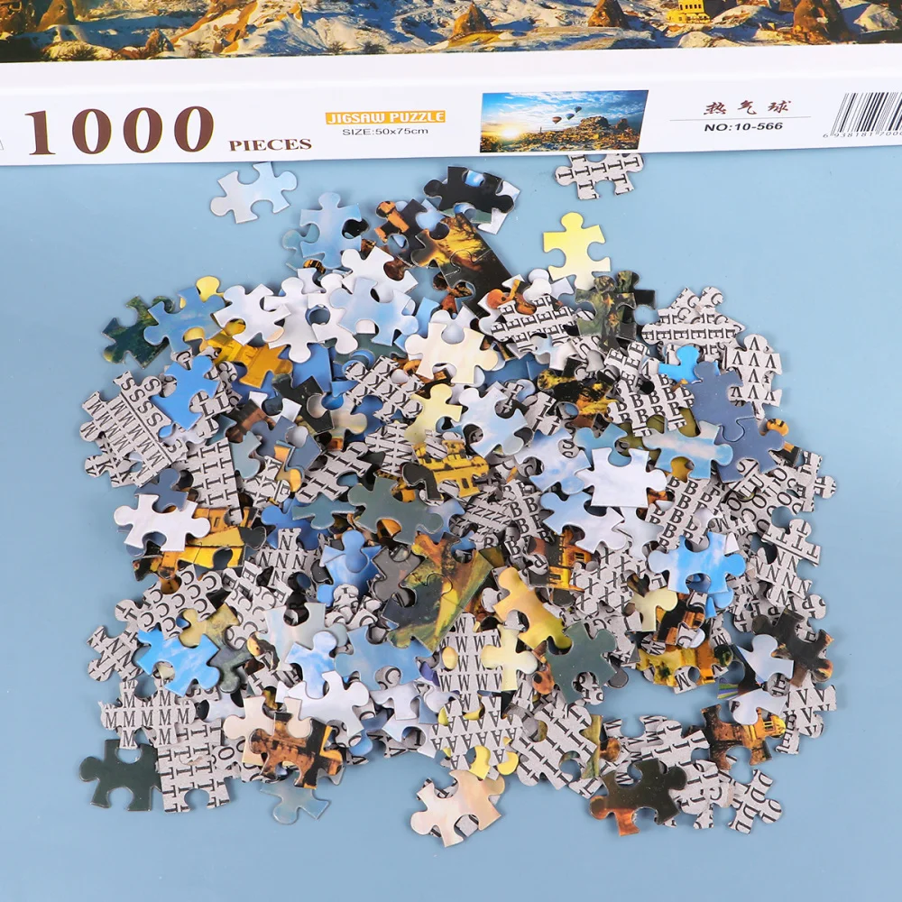 

1 Set/1000 Pieces Creative Paper Puzzle Educational Jigsaw Delicate Square Hot Air Balloon Painting Jigsaw Funny Puzzle for
