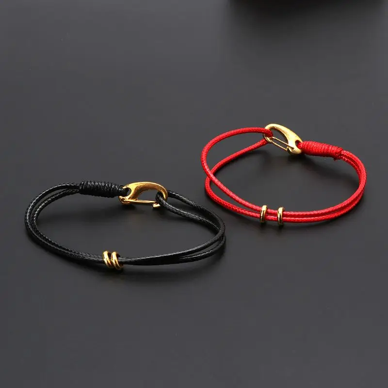 Морской металлический крюк шелковая нить браслет из восковой верёвки для мужчин