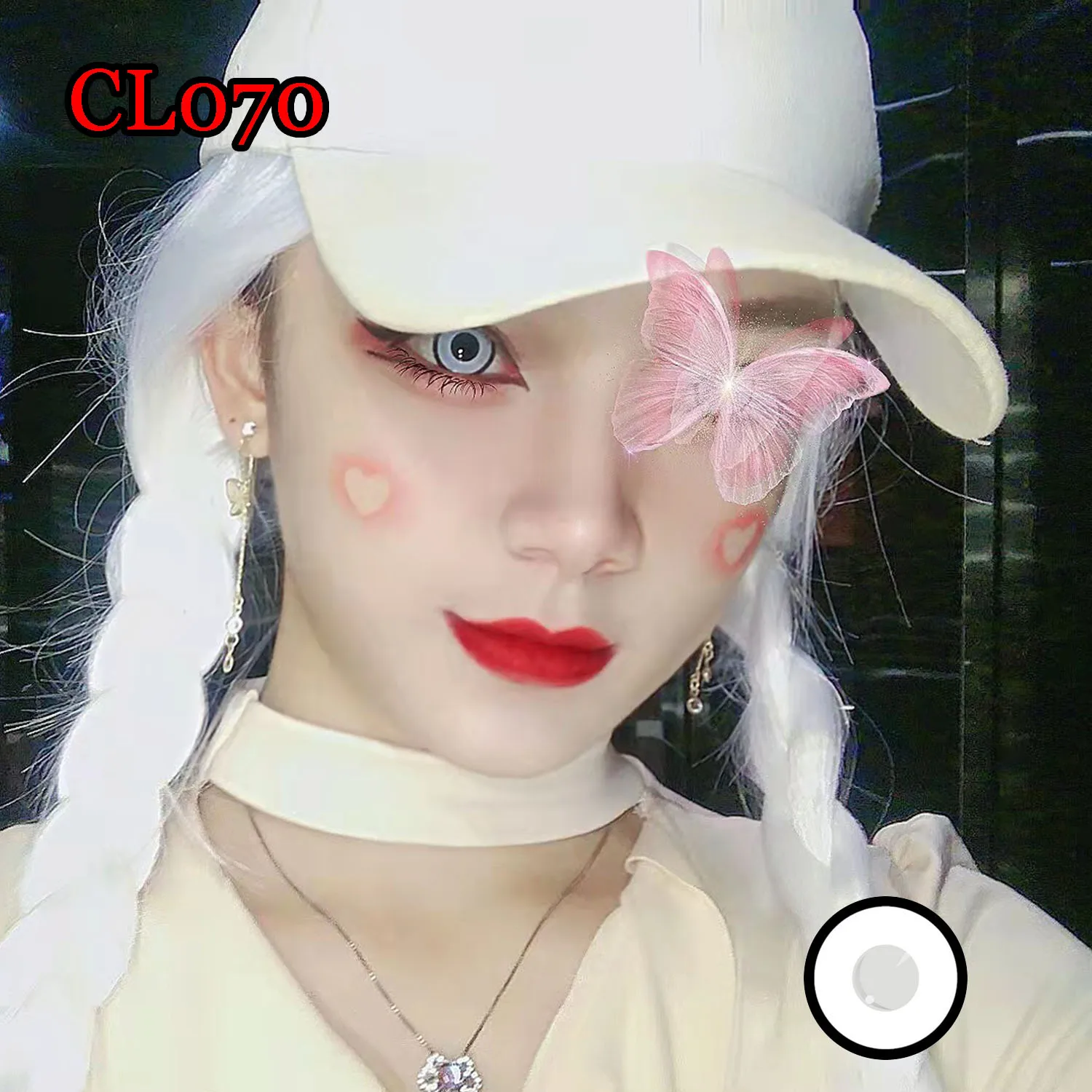 

Контактные линзы цветные для глаз, Хэллоуин, косплей, пугающий макияж Zomie CL070, белый Мэнсон