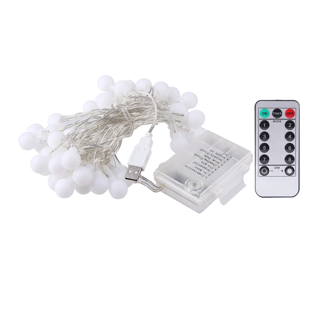 6 м 50LED Батарея коробка Фея светильник строка дистанционного Управление мяч