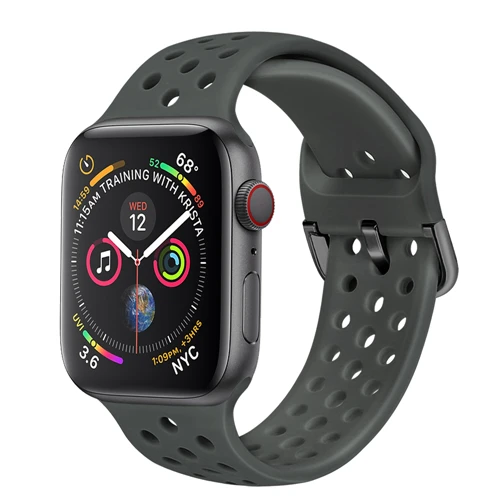 Olive color Силиконовый ремешок для apple watch 4 band 44 мм 40 мм iWatch band 42 мм 38 мм спортивный браслет correa apple watch 4 3 2 1 Аксессуары - Цвет ремешка: Olive color