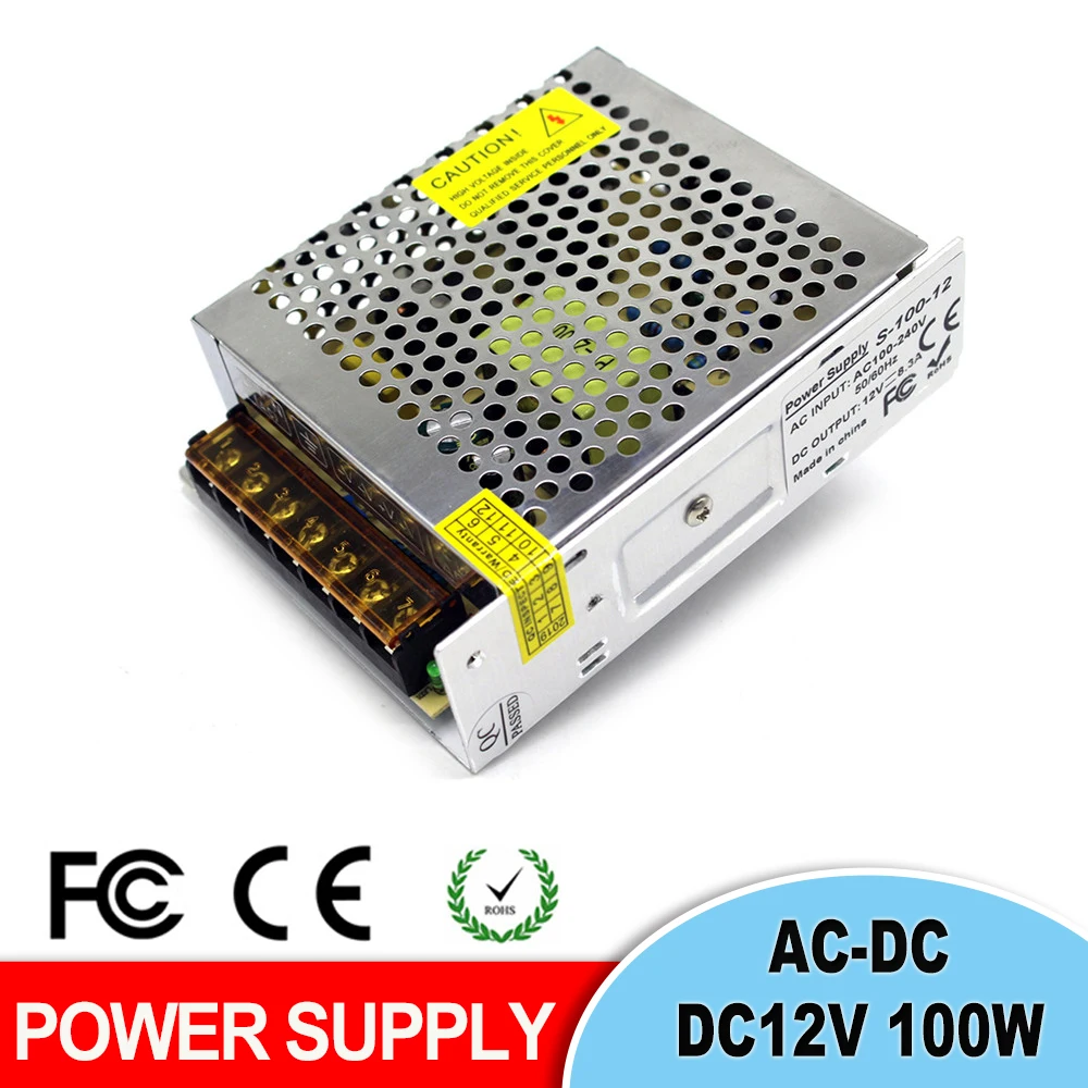 Выключатель питания DC12V 8.3A 100 Вт трансформатор драйвера 110 В 220 AC-DC 12 адаптер для