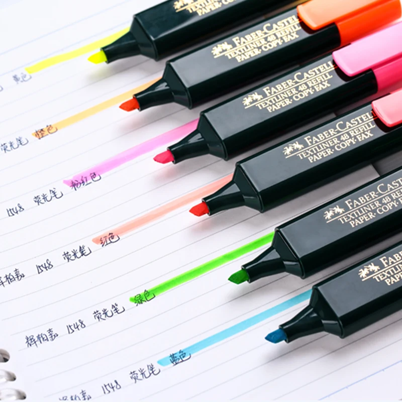 6 шт Faber Castell Textliner маркеры, фломастер, ручка 1548 красный/синий/желтый/розовый/оранжевый/зеленый Цвета для выбора Wrting расходные материалы