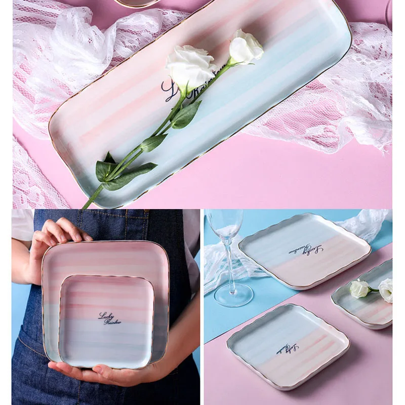 Тарелка из керамики в западном стиле европейском настольный декоративный поднос