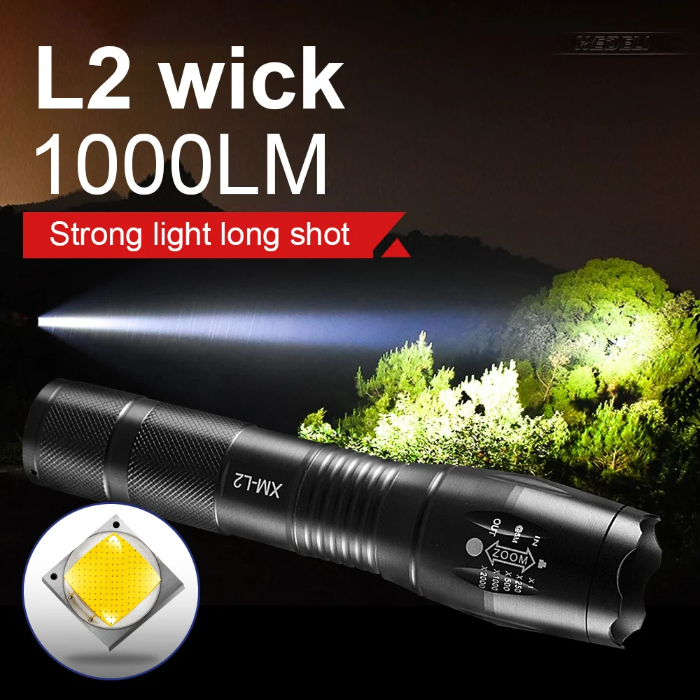 

2021 Mini L2 Led Flashligh Usb Torch Light Rechargeable Long Range Lantern Telescopic Zoom IPX4 Waterproof Portable Flash Lights