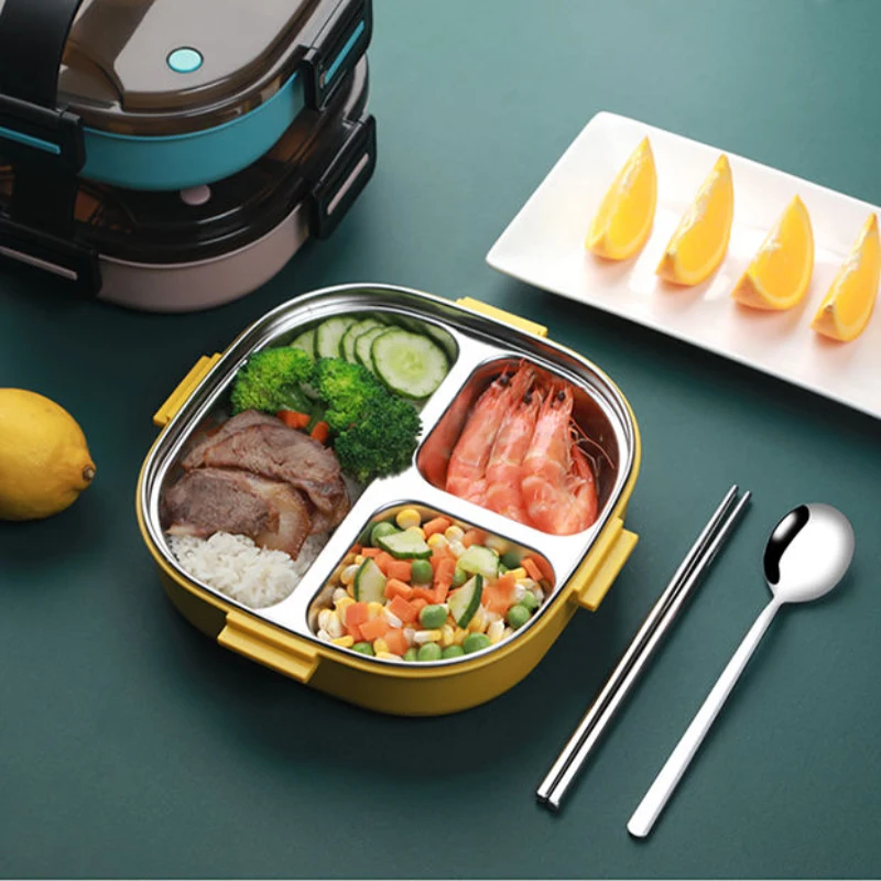 

Высококачественный Экологически чистый Ланч-бокс Bento, пищевой контейнер из нержавеющей стали, посуда для микроволновки, квадратный Ланч-бо...