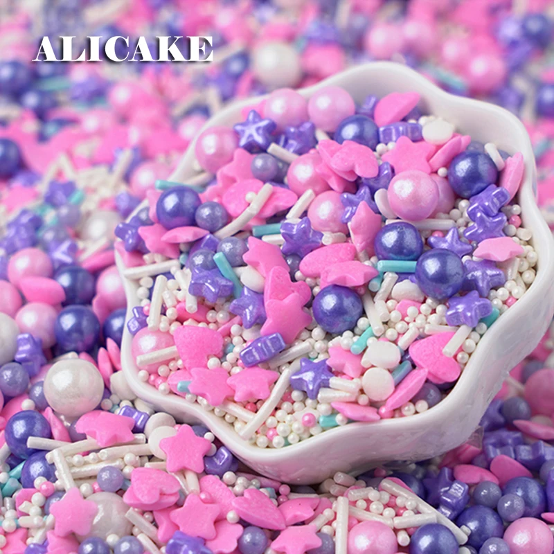 130 г красочный посыпать для украшения торта розовый фиолетовый жемчуг сахар