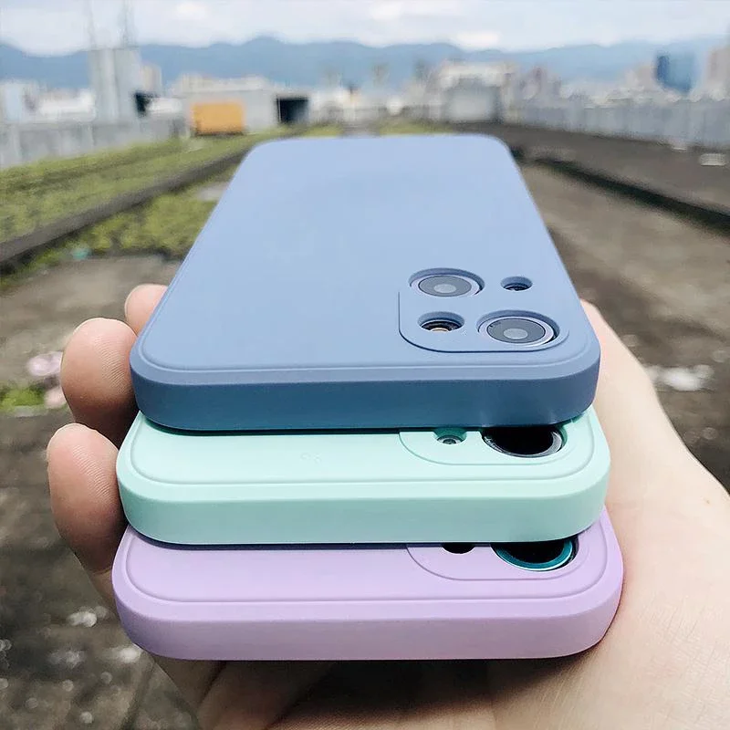 Square Liquid Silicone Phone Case For Xiaomi Redmi Note 5 5A 6 7 8 8T 9 9S 9T 10 10S 10T Pro Max Soft Thin Candy Colors Cover