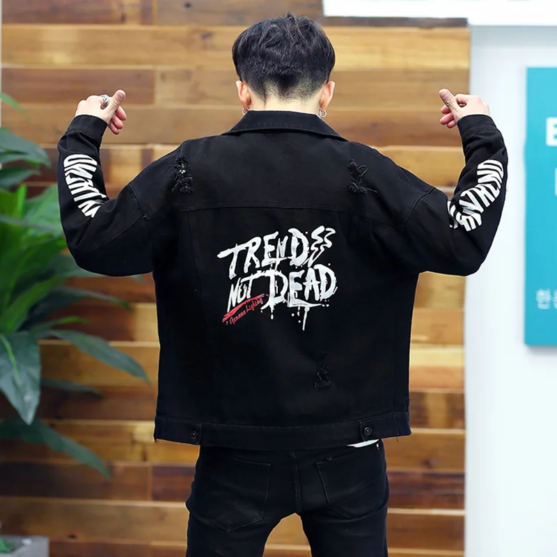 

Wholesale 2021 Spring Autumn Men's Coat Casual Student Men's Korean Handsome letter printed Cotton teenagers lose Denim Jacket
