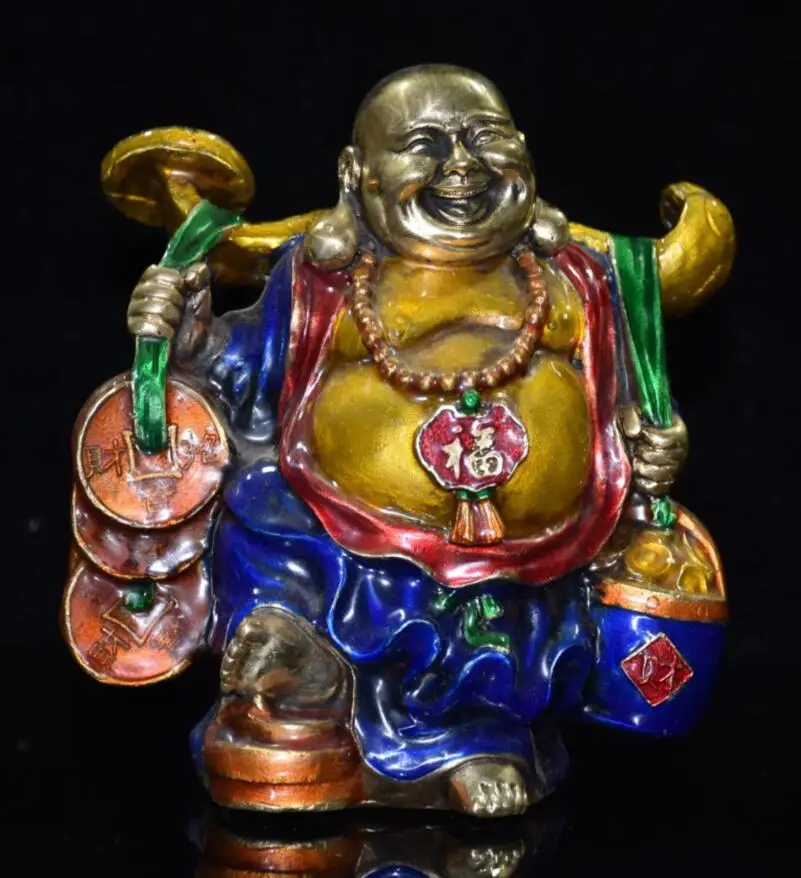 

Китайская статуя Будды латунная с перегородчатой эмалью maitreya crafts