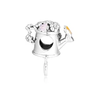 blooming watering can charms silver 925 beads for jewelry making spring kralen diy fit 925 sterling silver charm bracelet