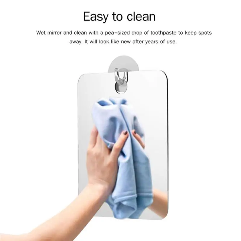 

Acrylic Anti Fog Shower Silver Mirror 17*13cm Bathroom Hanger Fogless Fog Free Mirror Washroom Travel For Man Shaving Mirror