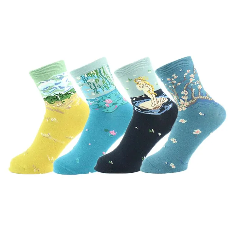 Носки женские в стиле Харадзюку креативные модные смешные с принтом гамбургера