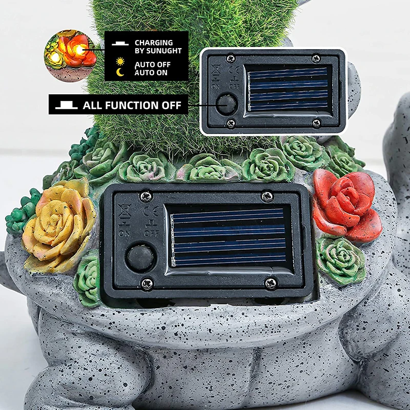 

Resin Garden Luminous Statue Gnome Sitting on Turtle Reading Book Ornament Courtyard Lawn Decoration Garden Statues Sculpture