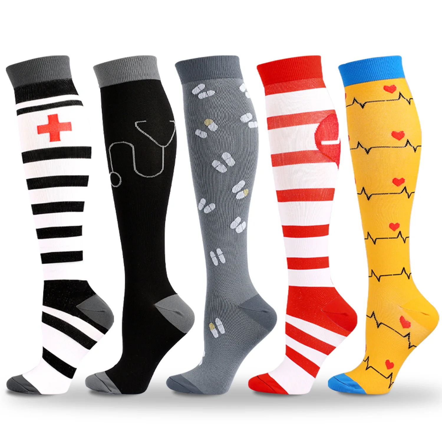 

Women's Compression Socks Marathon Cycling Sports Socks Woman Men Knee High for Medical Varicose Veins Compression Stockings