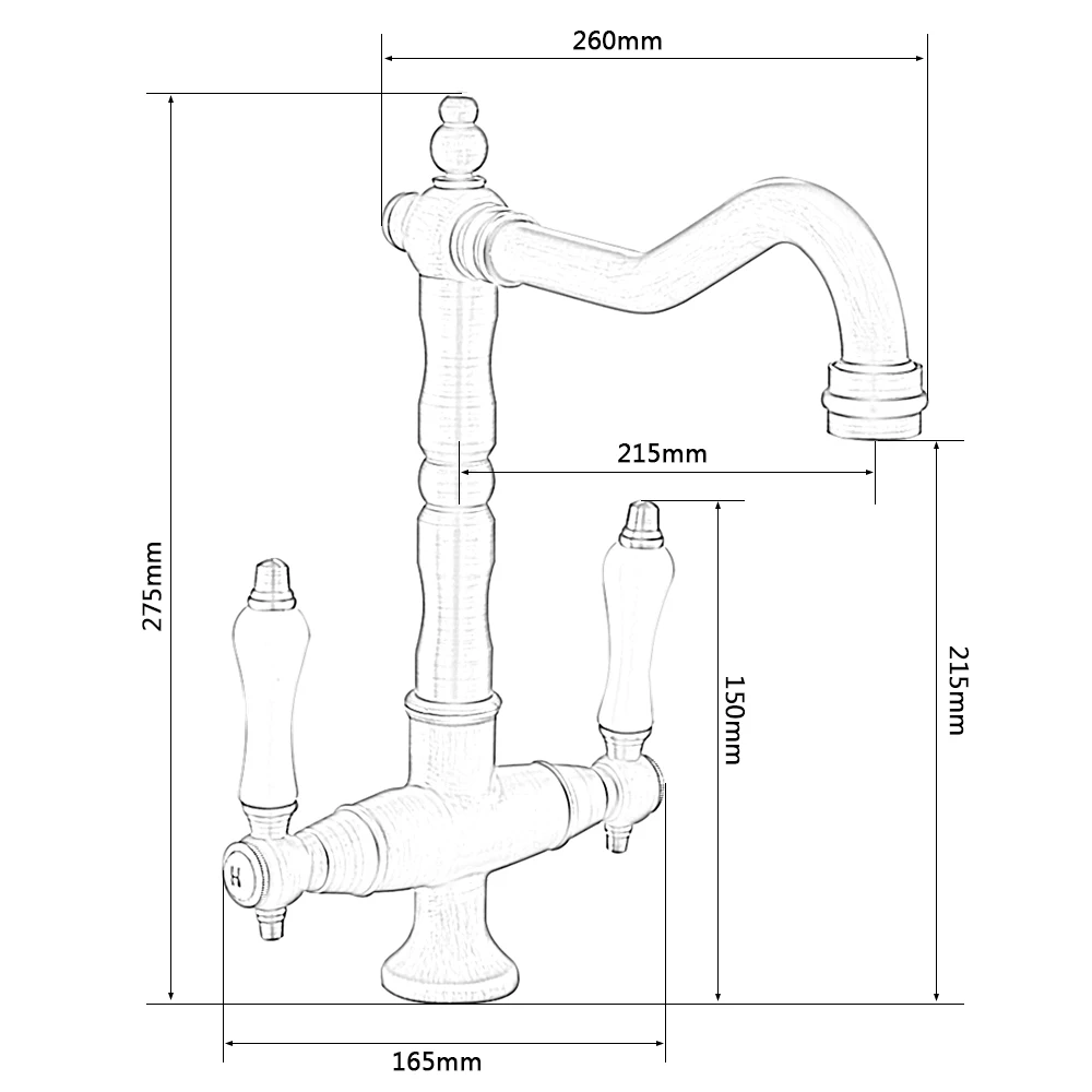 EVERSO 360 Поворотный антикварный латунный кухонный кран с двойной фарфоровой ручкой Смеситель кухонный смеситель холодной и горячей воды краны