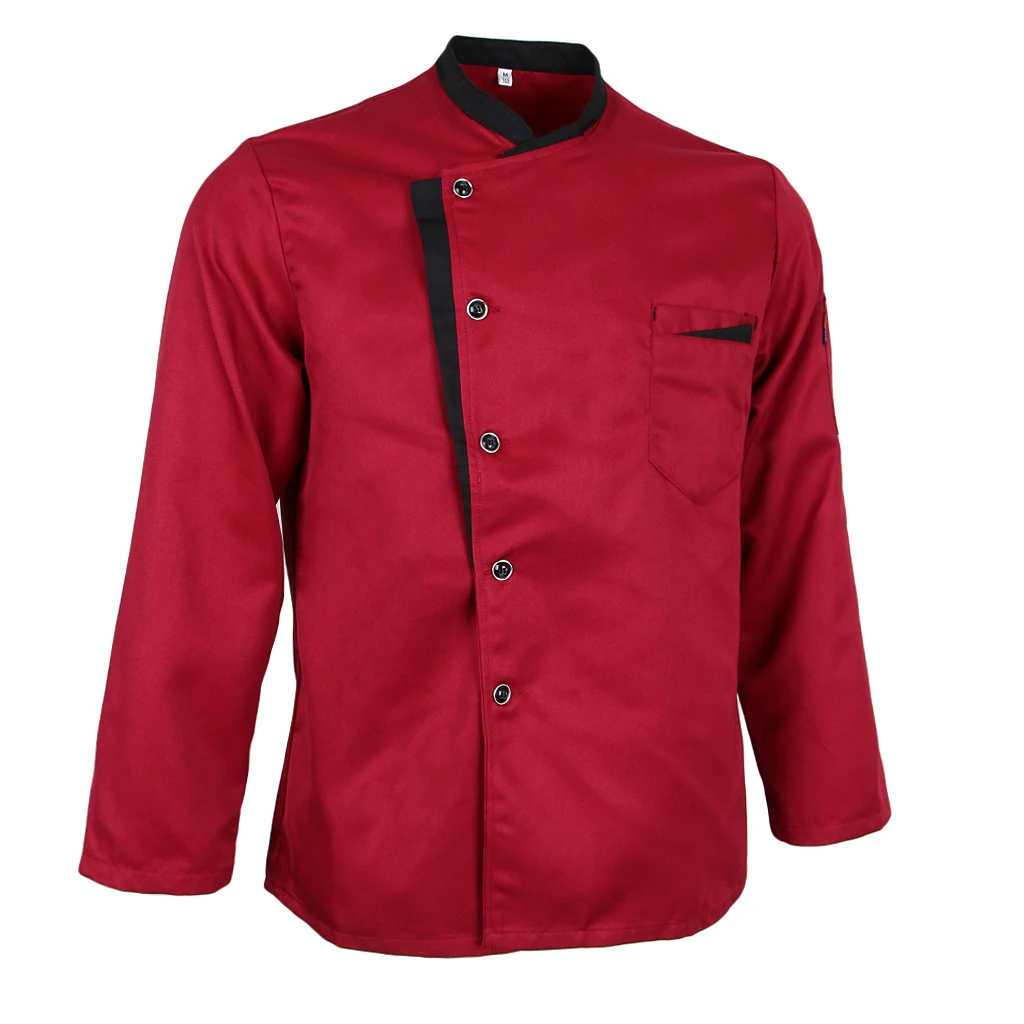 Red 3XL С длинными рукавами шеф-повара КУРТКА ПАЛЬТО отель официанты кухня Униформа Топы - Цвет: Red 3XL