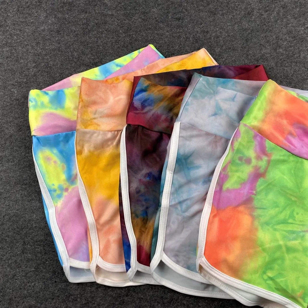 

2021 new printed yoga shorts women's peach hip tights sweatpants quick-drying stretch three-point pants fitness high waist pants