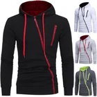 Мужская однотонная толстовка с капюшоном, на молнии