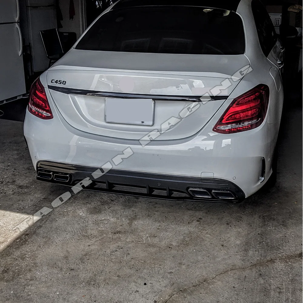 C63s стиль 4 выхода PP задний диффузор с выхлопными наконечниками для Benz W205 S205 4 двери C180 C200 C300 C43 C63 с AMG посылка 15-22