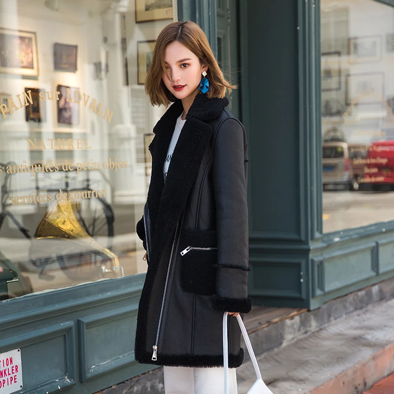 Женская куртка из натуральной кожи зимнее пальто овечьей A1905 YY953 | одежда