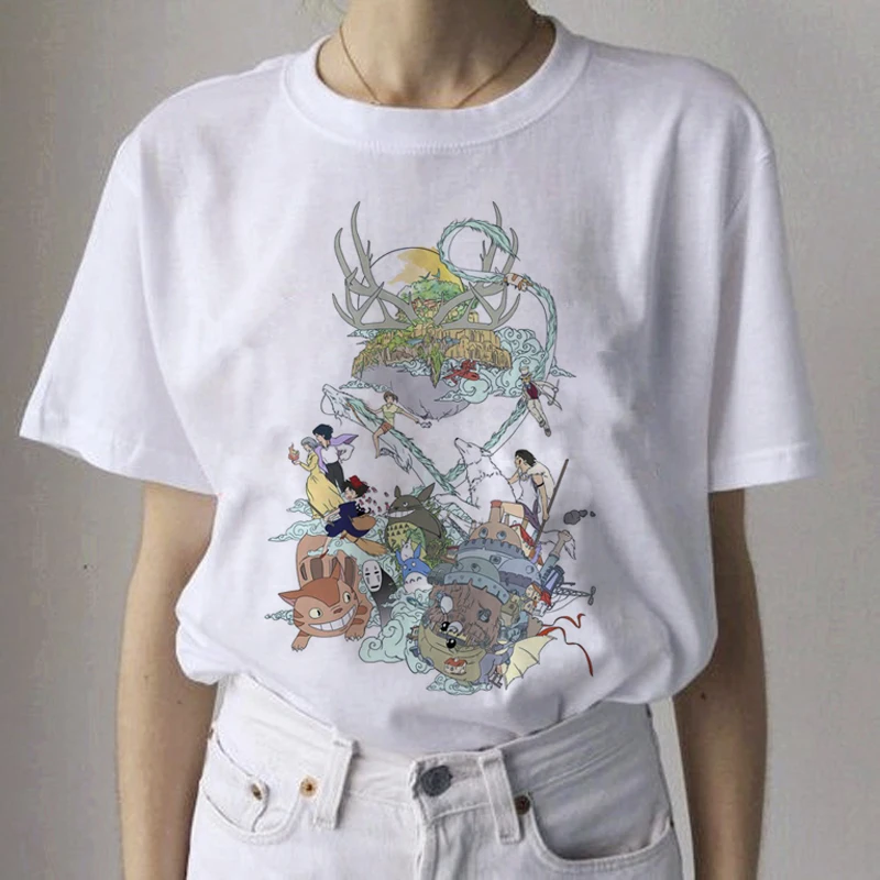 Totoro Studio Ghibli Kawaii Harajuku футболки для женщин Miyazaki Hayao забавная футболка с героями мультфильмов Мода 90s милая футболка Футболки женские - Цвет: 9159