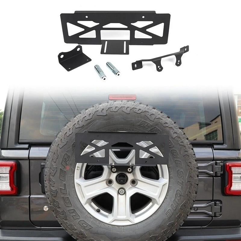 

Car Rear Spare Tire License Plate Bracket Holder Fit for Jeep Wrangler JL 2018-2020