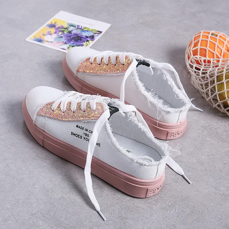 YeddaMavis Розовая женская обувь Женская полотняная с подошвой из вулканизированной