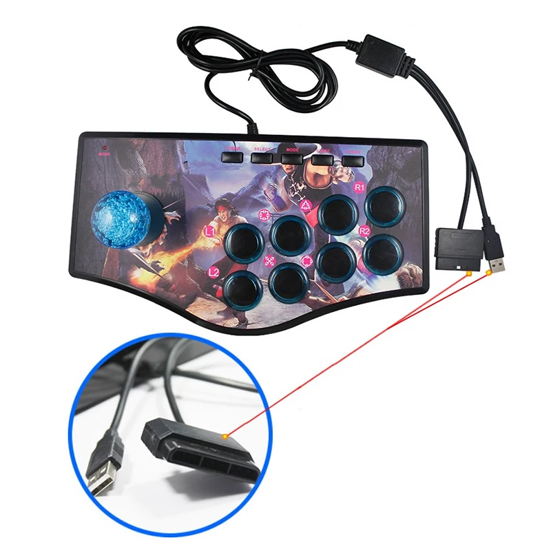 Retro Arcade Game Rocker Controller Usb Joystick For Ps2/Ps3/Pc/Android Smart Tv Built-In Vibrator Eight Direction Joystick(No.B |