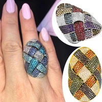godki morocco dubai luxury cross lines big ring for women full cubic zircon colors finger rings bohemian jewelry bridal wedding