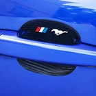 Автомобильный Защита 4 шт. углеродное волокно Кожа автомобилей дверные ручки защитная наклейка для Форд Мустанг gt аксессуары