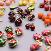 3d metal alloy enamel fruit shape beads for jewelry making necklace earring cute fruit cherry strawberry orange peach pendants